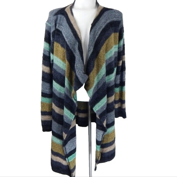 Modcloth Blue Green Striped Open Cardigan - Picture 1 of 3